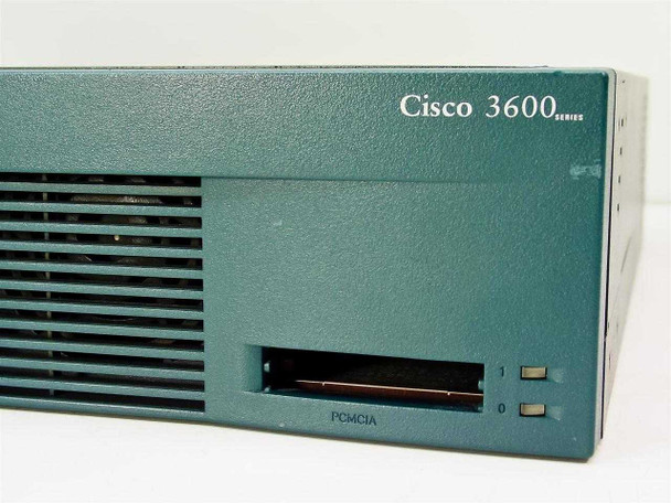 Cisco 3640 front panel right side showing 'Cisco 3600 Series' branding and dual PCMCIA card slots (slots 0 and 1)