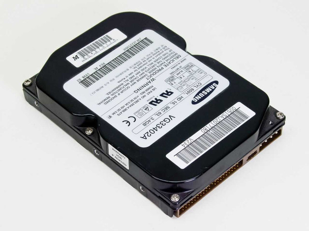 Samsung VG33402A 3.4GB 3.5" IDE hard drive — angled top view showing label and drive body