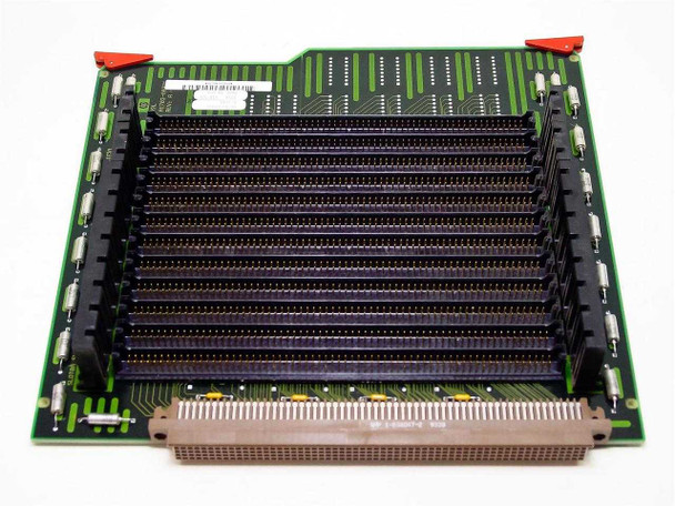 HP A1703-60031 Memory Extender Board rear view showing edge connector and populated SIMM slot rows on green PCB
