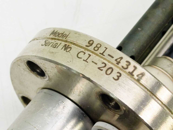 Varian 981-4314 model and serial number label on flange — Model 981-4314, Serial No. C1-203