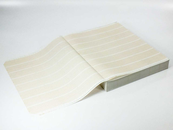 Graphtec PZ473-8B chart paper ream fanned open showing fanfold format and channel grid lines