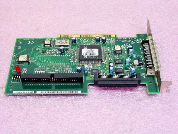 Adaptec AHA-2940UW/GATEWAY1 SCSI PCI card – reverse component side showing 50-pin narrow SCSI internal connector, PCI edge connector, and rear bracket