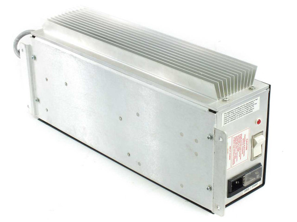 Schlage Electronics 3708A power supply rear and side view showing large aluminum heat sink fins and AC power inlet