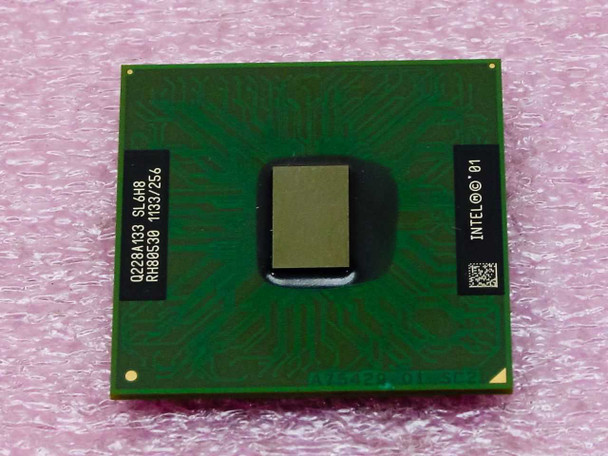 Intel SL6H8 RH80530 Mobile Celeron 1133/256 CPU – top label showing SL6H8, RH80530, 1133/256, Intel 01 markings