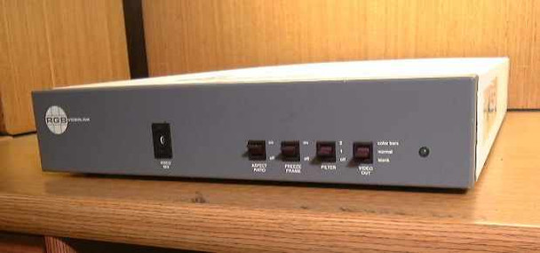 RGB Technology VideoLink 1400 SUN NTSC Converter — front panel showing power switch, Aspect Ratio, Freeze Frame, Filter, and Video Out controls with color bar indicator