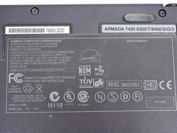 Compaq 6300/T/6400/D/O/3 Laptop - No AC Adapter (ARMADA 7400)