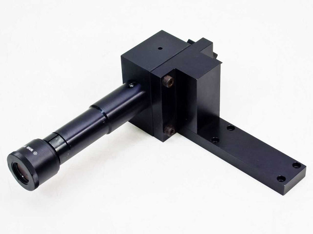 Carl Zeiss 5116340 objective with Olympus WHK 10X/20 L eyepiece assembly — opposite three-quarter angle showing mounting bracket and eyepiece end