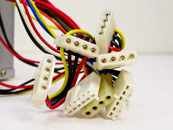 Astec AA14500 AT power supply — close-up of multiple Molex 4-pin peripheral output connectors on the wire harness