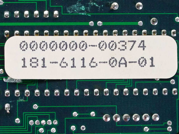 Zenith 85-3202-01 CPU Memory Board — close-up of label showing serial 00000000-00374 and part number 181-6116-0A-01