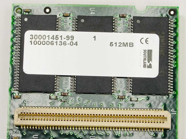 Reverse side of Southland 512MB module showing part number label 30001451-99 / 100006136-04 and CE mark