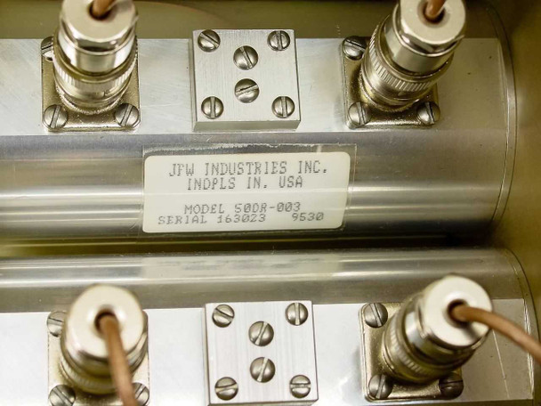 JFW Industries 50DR-003 RF component label inside chassis – Indianapolis IN USA, Serial 163023, dated 9530