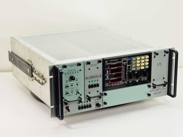Microdyne 1400-MR Telemetry Receiver front panel three-quarter view showing PM Demodulator, IF Filter Amplifier, and RF Tuner modules installed in 4U rackmount chassis