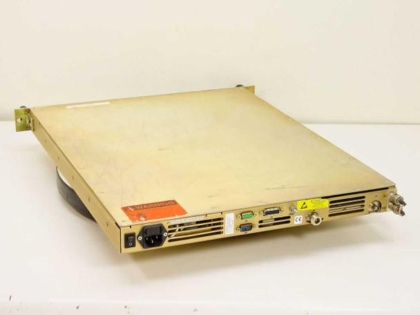 Vertex RSI DCS3-002-1-243 rear panel overview showing IEC power inlet, power switch, D-sub connectors, BNC connectors, and CE marking