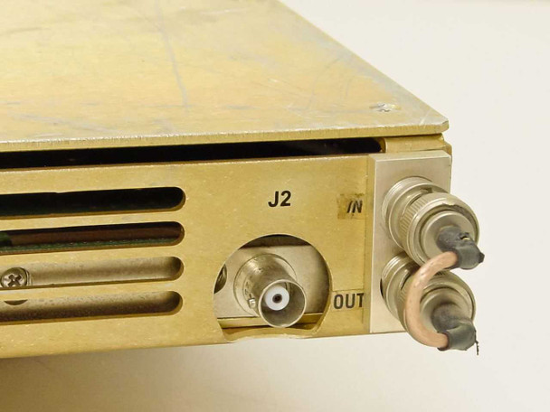 Vertex RSI DCS3-002-1-243 rear panel RF section showing BNC J2 connector with IN and OUT labels