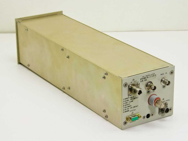 3DBM Inc 70FMO-DL-1-3-A-1 FM Modulator Module – rear panel three-quarter view showing BNC and DB9 connectors and power inlet