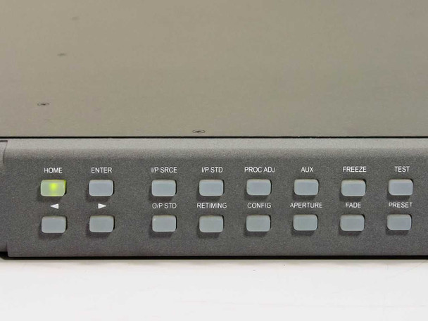 Leitch IXION front panel control buttons – HOME, ENTER, I/P SRCE, I/P STD, PROC ADJ, AUX, FREEZE, TEST and secondary row