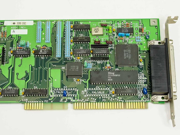 DTC 5280 CRZ card close-up showing Zilog Z0765A08PSC FDC chip and PAL16L8 logic device near bracket
