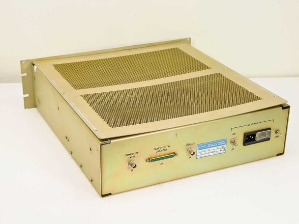 Hughes 3770031-100 FM Data Detector rear panel showing BNC composite TM input, D-sub data output, IEC power inlet