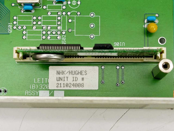 Leitch VGD-3200E PCB close-up showing NHK/Hughes Unit ID label 211024008 and board markings