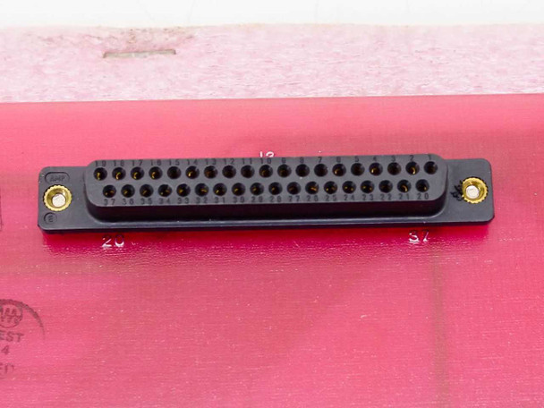 Varian 01002543-00 Control Logic Board — close-up of 50-pin female D-sub connector on board edge