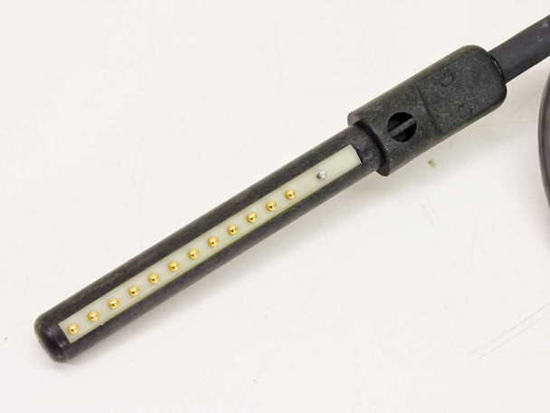 Dynatech DPC-12-4 close-up of 12-pin gold pogo-pin contact connector with retaining collar