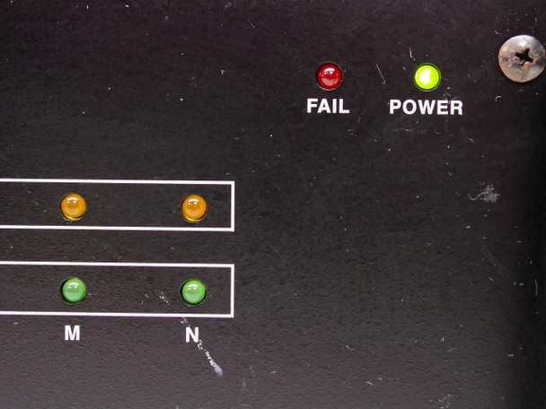 Cybex Commander 4XP front panel upper-right area showing channels M and N LEDs plus FAIL and POWER indicator lights