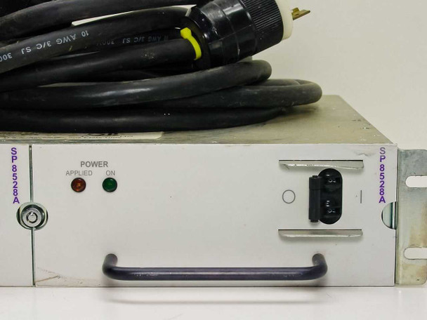 PT630D right hot-swap module front panel – POWER APPLIED and ON indicator LEDs, IEC C14 inlet, and pull handle; asset tag SP 8528A visible