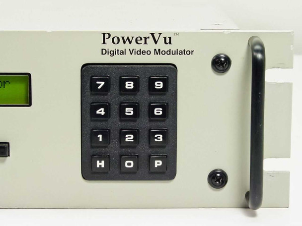 Scientific Atlanta D9380 PowerVu Digital Video Modulator – front panel right side close-up showing numeric keypad and PowerVu branding