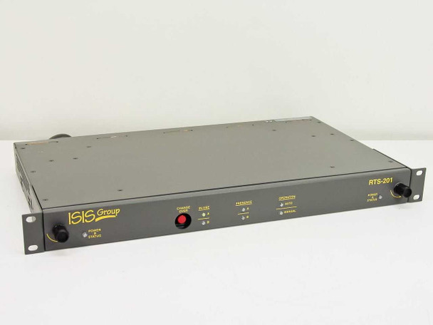 ISIS Group RTS-201 2x1 Protection Switcher – front panel angled left view showing Change Over button and status indicators