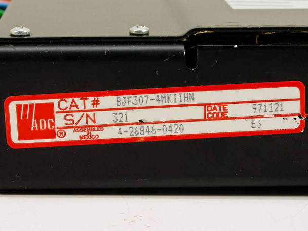 ADC BJF307-4MKIIHN label showing CAT# BJF307-4MKIIHN, S/N 321, date code 971121, and part number 4-26846-0420