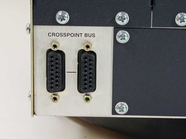 Rear panel close-up showing dual DB-15 Crosspoint Bus connectors labeled CROSSPOINT BUS
