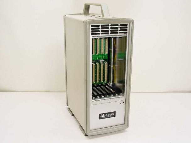 Zarak Abacus 82-00132 Portable Bulk Call Simulator — front-left three-quarter view showing carry handle and card slots with installed cards