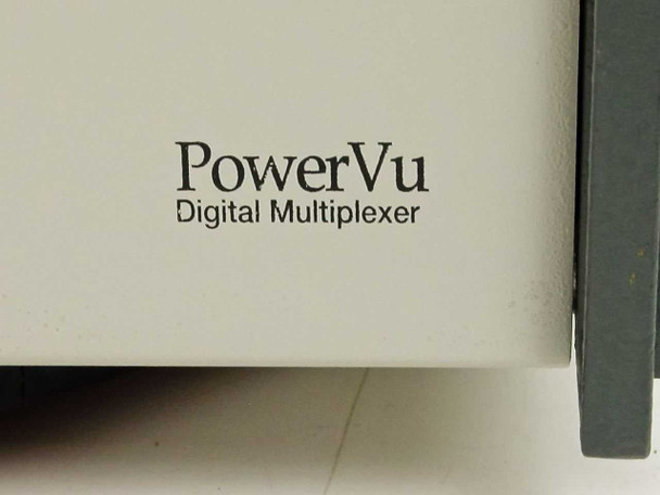Scientific Atlanta D-9708 PowerVu Digital Multiplexer – close-up of PowerVu Digital Multiplexer branding on front panel
