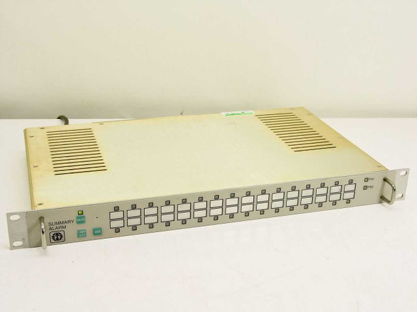 STS D61486-01 Serial Summary Alarm 1U rackmount chassis – front and top three-quarter view showing full enclosure with ventilation slots