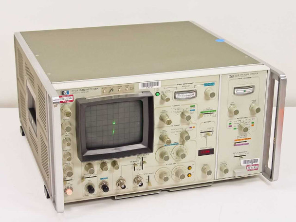 HP 3712A IF/BB Receiver and HP 3793B Diff Phase Detector combined Microwave Link Analyzer chassis — front three-quarter view showing CRT display and control panels