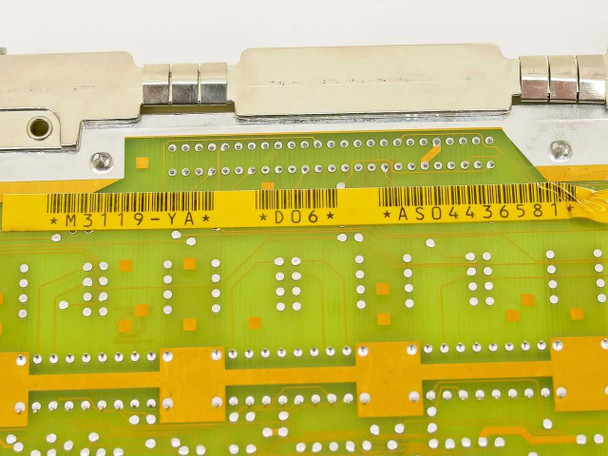 DEC M3119-YA PCB edge – barcode labels showing board revision D06 and serial number AS04436581