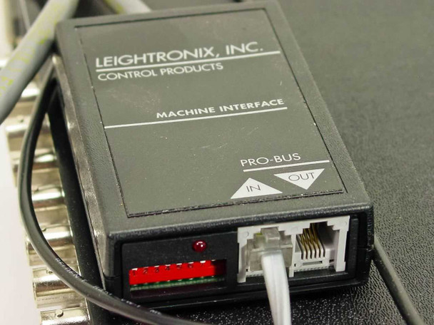 Leightronix Pro-Bus Machine Interface module with IN and OUT RJ connectors and LED indicators