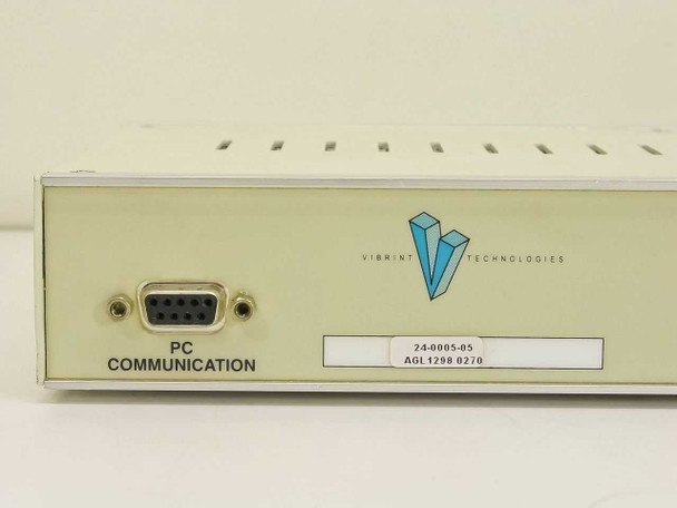 Vibrint Technologies MPression right side panel showing DB-9 PC Communication port and part number label 24-0005-05