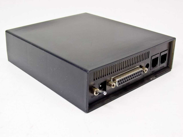 Zoom AMX E130100 modem – rear panel showing DB25 RS-232 port, power jack, and dual RJ11C phone jacks