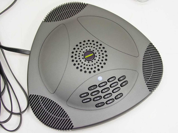 Soundgear TeleForum audio module speakerphone — top view showing speaker grille, keypad, and status indicator