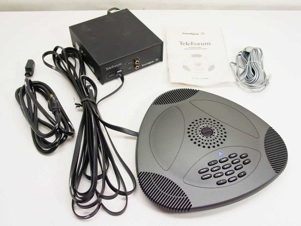 Soundgear TeleForum Portable Audio Teleconferencing System — full set with interface box, audio module speakerphone, cables, and user guide