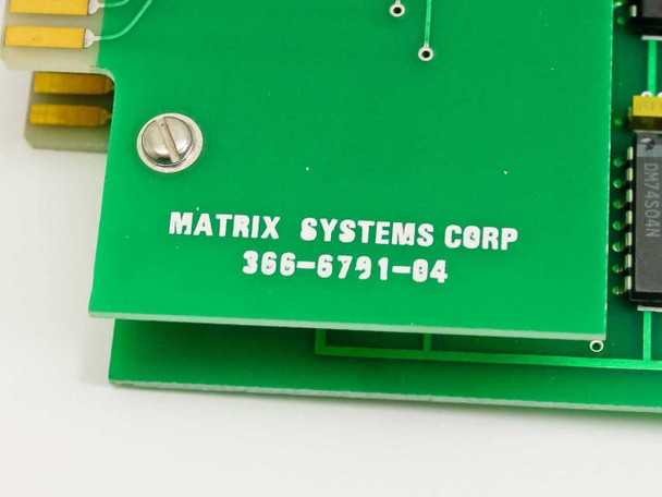 Matrix Systems Corp PCB label showing part number 366-6791-04 silkscreened on board corner