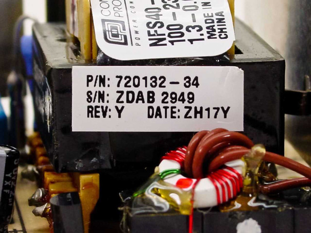 Computer Products NFS40-7912 secondary label — showing P/N 720132-34, S/N ZDAB 2949, Rev Y, Date ZH17Y