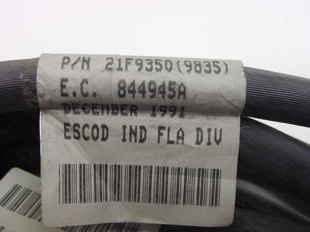 IBM 21F9350 cable label showing P/N 21F9350(9835), EC 844945A, December 1991, ESCOD IND FLA DIV