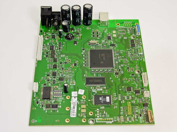 Zebra 403520G-091P printer motherboard — reverse/bottom side showing secondary QFP chips, FPC ribbon connectors, and additional ICs