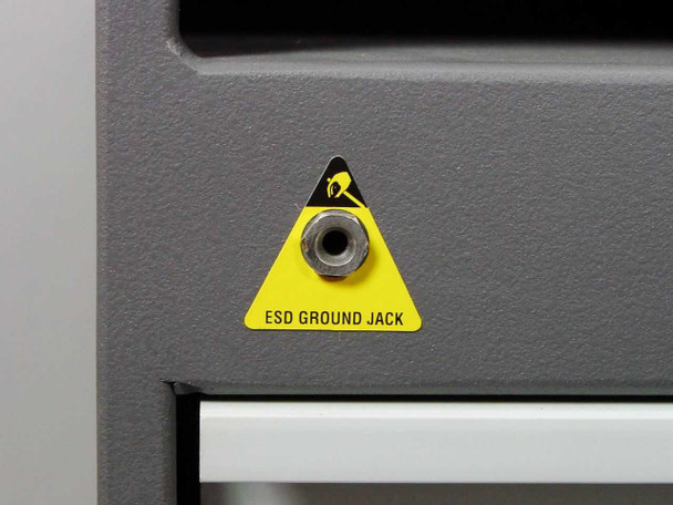 Avaya Definity ECS carrier enclosure — ESD Ground Jack detail on exterior of cabinet