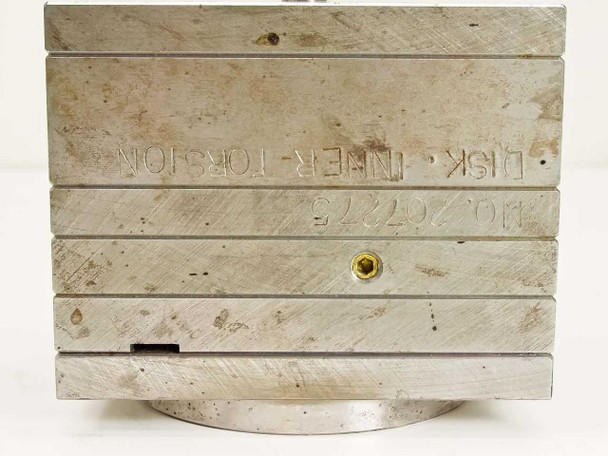 Spring Loaded CD Disk Inner Torsion Unit 20725 – rear view showing stamped text 'DISK INNER TORSION NO.20725' and brass set screw