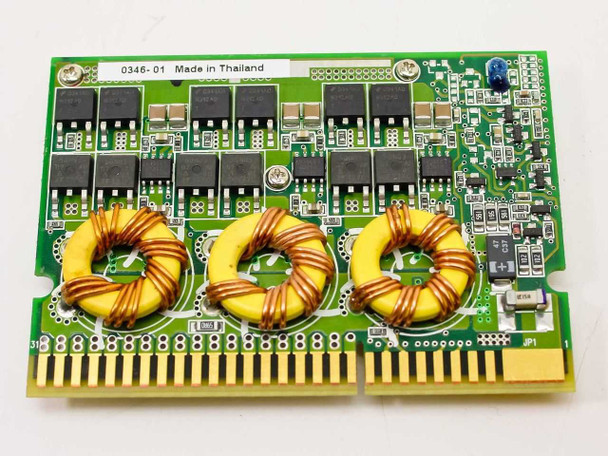 HP ProLiant ML370 G3 VRM board reverse side showing power MOSFETs, toroidal inductors, and 0346-01 Made in Thailand label