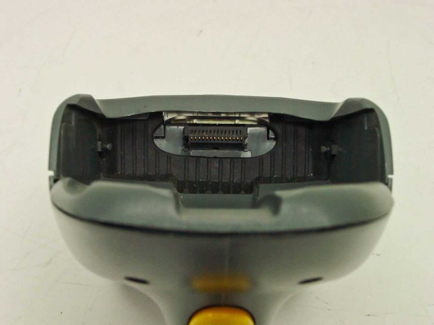 Zebra TR220 docking connector view – multi-pin interface port on underside of printer body