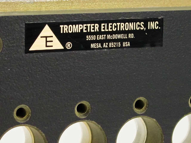 Trompeter Electronics Inc. manufacturer label — Mesa AZ USA, close-up on black JSI-48A panel